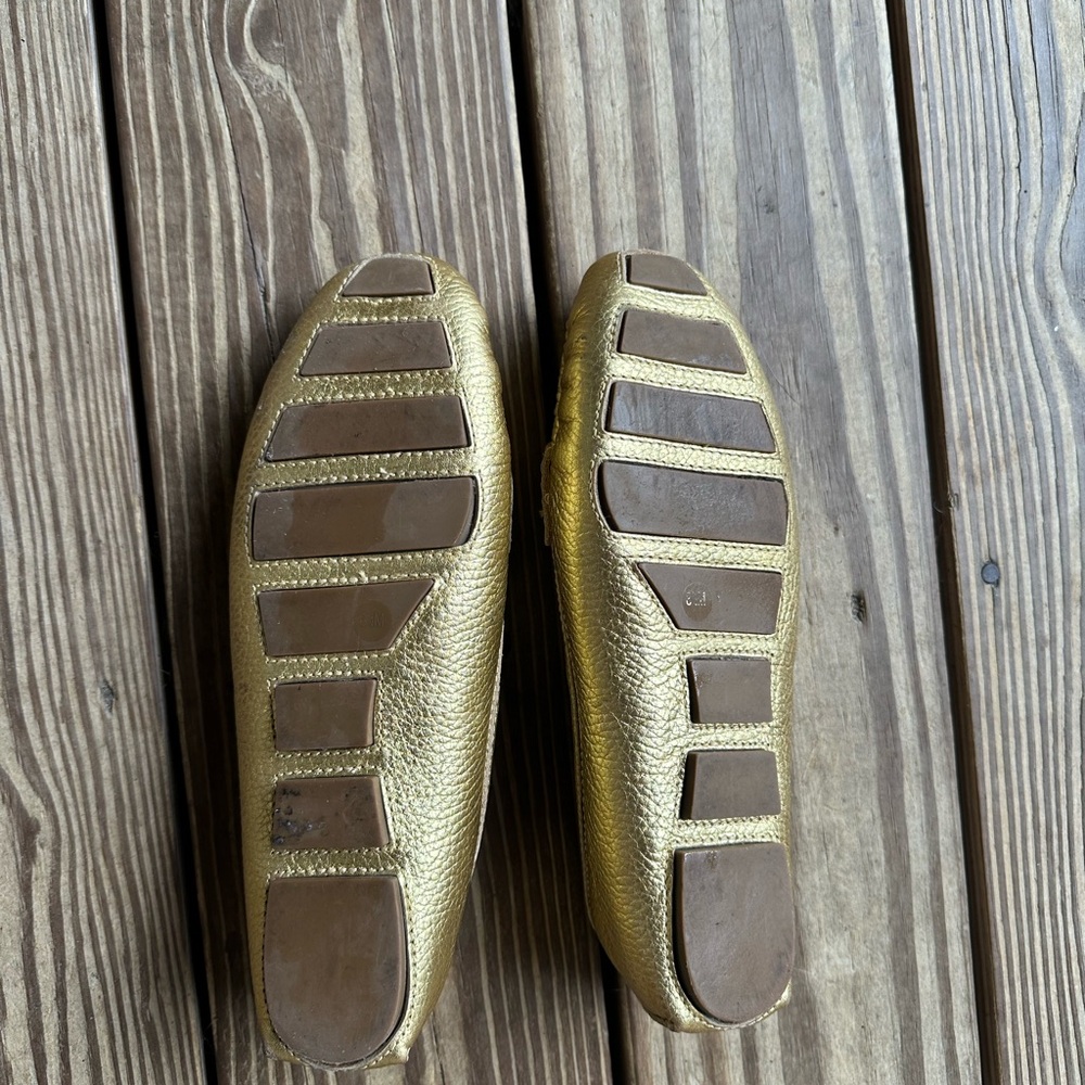 Tory Burch Metallic Gold Tassel Loafers - Picture 2 of 4